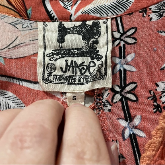 Anthropologie Jaase Small Oversized Floral Boho Flowy Hippie Dress Coral 173 - Picture 5 of 6